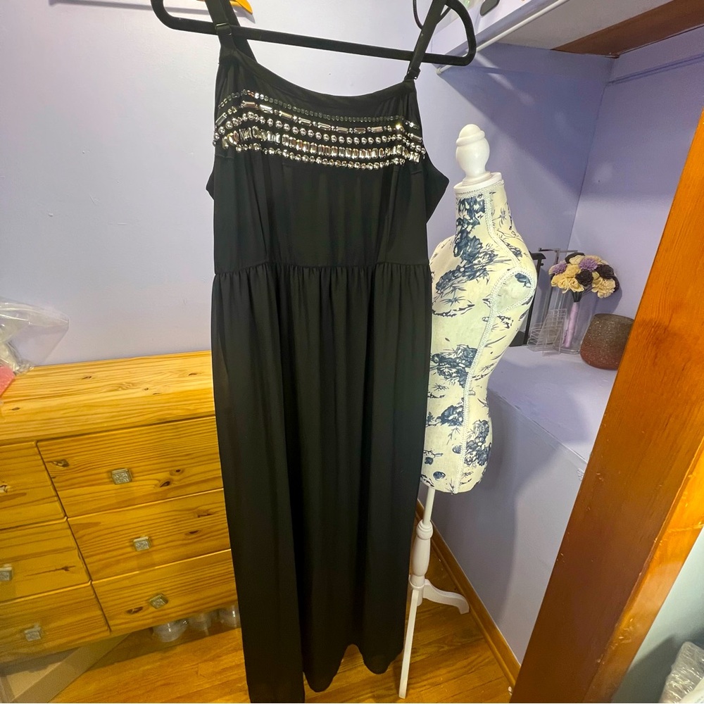 NWT Torrid Dressy Black Embellished Chiffon Tank Maxi Dress - 3